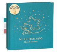 Album Fotos Bebe Mi Primer Año con Portada en Tela Lino y 75 Páginas - Libro Recuerdos Bebe con Pegatinas Ideal como Regalo Bebe Recien Nacido Niño y Niña Regalo Baby Shower - Album Bebe Primer Año