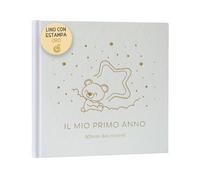Album Fotos Bebe Mi Primer Año con Portada en Tela Lino y 75 Páginas - Libro Recuerdos Bebe con Pegatinas Ideal como Regalo Bebe Recien Nacido Niño y Niña Regalo Baby Shower - Album Bebe Primer Año