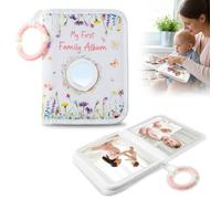 Album Fotos Bebe, NAVESO 17 Fotos Album Fotos 10x15 Mi Primer Año, Libro Recuerdos Bebe de Tela con Espejo y Bancho, Regalos Mamas Primerizas para Baby Showers, Foto Familiares de Niños Pequeños