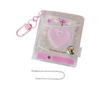 Álbum Keychain - Shiny PVC 6,6 cm, Mini Photo Book, 24 Pockets | Heart Design, Card Collection Folder, Picture Pocket Charm For Backpacks, School Bags, Travel Memories, Family Photos, Gift Ideas