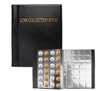 Album Monedas de 480 Bolsillos, 15,7 x 19,4 cm Monedas Coleccionclasifi, Impermeable, Libro de Cador de Monedas, 20 Páginas, Transparencia, para Monedas Conmemorativas, Medallas, Insignias, Negro