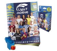Álbum Panini Liga F Moeve 2025/2026, Pack Inicio con 4 Sobres adhesivos, Eco Blíster 8 Sobres y Deck Box, Colección Oficial Fútbol Femenino