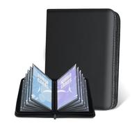 Álbum para Cartas Jumbo WITHYU - Carpeta de Cartas Sin Anillas, 60 Bolsillos, 15x21 cm, Funda en Piel PU para Cartas TCG y de Colección - Negro