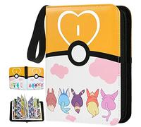 Álbum para Cartas Poke mon, Álbum de Tarjetas Coleccionables con 50 páginas 400 tarjetas, Extraíbles Album Titular De Tarjetas, Carpeta de Cartas con Cremallera para Niños y Niñas (amarillo)