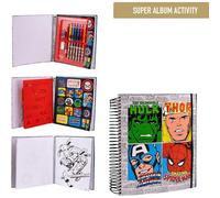 Álbum para Colorear de Marvel - Incluye Plantillas para Dibujar, Pegatinas, Lapiceros y Rotuladores de Colores - Kit de Material escolar - Producto Original Diseñado en España