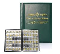 Álbum para monedas, 16 hojas de álbum de colección de monedas, clasificador de piezas de 2 euros de moneda, álbum para monedas para 480 piezas de 2 euros (verde)