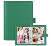 Álbum para Tarjetas Fotográficas Kpop con 30 Recambios de 4 Bolsillos, Carpeta de 6 Anillas A5, Coleccionador de Fotos de 2,5 x 3,5 y Fundas (Verde Bosque)
