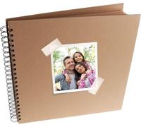 Álbum Scrapbooking, Álbum Encuadernado con Espiral, 20x20 cm, Portada Gruesa, 20 Hojas Cuadradas, Tapa en Cartón, Álbum para Fotos, Diseños, Regalo Creativo, Color Kraft.