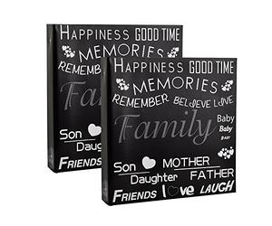 Álbumes de fotos, de la marca Arpan, con capacidad para 500 fotos de 10 x 15 cm, 2 unidades, cartón, Black Text Art Cover, 34 x 33 x 4 cm Approx