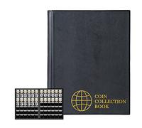 Álbumes de monedas de 420 bolsillos, 30 x 28 milímetros/ 1.2 x 1.1 pulgadas, cuadrícula, negro, 10 páginas, soporte para colección de monedas, Negro clásico CS0242BK