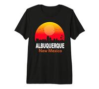 Albuquerque New Mexico State USA Retro Sunset City Skyline Camiseta Premium
