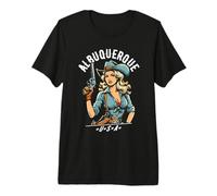 Albuquerque NM USA Cowgirl con diseño de Pistola Estilo Occidental Camiseta Premium