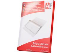 Albyco Fundas Plastificar - Laminas para plastificar- Película de Laminación- A4 (216x303 mm) - 2x125 (250) Micras- 100 Piezas- - Plastificadora, A4 Hojas Plastificar- Brillante- Transparente