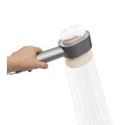 Alcachofa de ducha 3 en 1 con cepillo y esponja, cabezal de ducha con filtro de cambio para agua más pura, ahorro de agua, alta presión, conector G1/2" (plata)