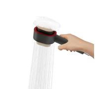 Alcachofa de ducha 3 en 1 con cepillo y esponja, cabezal de ducha con filtro de cambio para agua más pura, ahorro de agua, alta presión, conector G1/2" (gris)