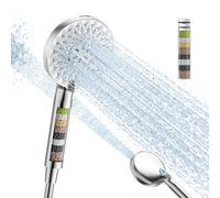 Alcachofa de Ducha Alta Presión con Filtro de 15 Etapas, Cabezal de Ducha Filtrante Antical y Cloro, 9 Modos de Chorro, Teleducha con Ahorro de Agua para Baño, Piel Sensible y Pelo