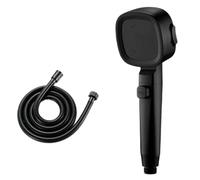 Alcachofa de ducha Cabezal de ducha alta presión con ahorro agua, 3 modos, ajustable, un solo botón parada, rociador masaje, accesorios baño para baño(Black with hose)