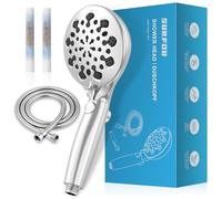SURFOU Alcachofa de Ducha con Manguera 1.5 Metros, Duchas Filtro Alta Presion, Cabezal Alcachofas 9+1 Modos, Telefonillo Regulable Shower Head Stop Pulsador Telefonillos Antical Baño