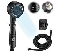 Alcachofa de Ducha con Filtro, Alcachofa Ducha con Indicador de Temperatura, Alcachofa Ducha con Manguera 2m, 5 Modos de Cabezal Ducha, Ahorrar Agua, Con Soporte para Bañera Sin Agujeros