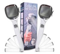 Alcachofa de ducha con filtro antical Blanca [Set de 2 Unidades y 8 Filtros] Cabezal de ducha alta presión con 4 modos y ahorro de agua | Incluye 8 filtros y 2 cabezales de ducha Blancos.