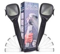 Alcachofa de ducha con filtro antical Blanca [Set de 2 Unidades y 8 Filtros] Cabezal de ducha alta presión con 4 modos y ahorro de agua | Incluye 8 filtros y 2 cabezales de ducha Blancos. (Negro)