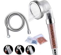 Alcachofa de ducha con manguera. Alcachofa de ducha alta presion con 3 posiciones de salida de agua. Cabezal ducha con ahorro de agua. Manguera de ducha universal de 1,5m
