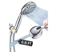 Alcachofa de ducha de mano con 10 ajustes, 12,7 cm, cabezal de ducha extraíble, lavado de potencia integrado para limpiar bañera, azulejos y mascotas, soporte ajustable, cromo