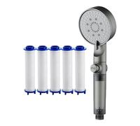 Alcachofa de ducha de mano, pulverizador filtrado ajustable de 5 modos con boquillas de silicona, material ABS, flujo de agua de alta presión para el hogar, gimnasio, RV, dormitorio, apartamento, uso