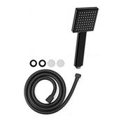 Alcachofa de ducha delgada negra no brillante, 1 modo, con manguera de ducha de 1,5 m, cabezal de ducha delgado de alta presión, lluvia de mano, ahorro de agua, ducha de mano