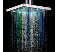 Alcachofa de Ducha LED de 8 Pulgadas, giratoria, rom¨¢ntica, con luz LED, Multicolor, no Necesita Pilas, Color cambiante, Cuadrado, Cromado