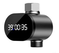 Alcachofa de ducha LED negra, indicador visual de temperatura del agua para seguridad del bebé, ajuste estándar de tuberías (sin luz)