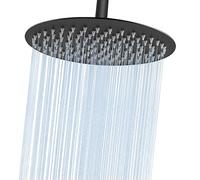Alcachofa de ducha redonda de 10 pulgadas, color negro mate y de alta presión, de acero inoxidable con boquilla de silicona ultra fina con articulación esférica giratoria