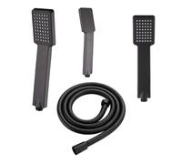 Alcachofa de ducha universal de 1 modo, delgada, cuadrada, de PVC, 150 cm, 150 cm, de alta presión, con lluvia y ahorro de agua