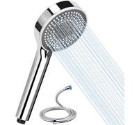 Alcachofa Ducha Alta Presión 120mm 5 Modos Ahorro Agua con Manguera 2M Latón Anticorrosión PVC Antiexplosión Conexión Universal G1/2 (Plateado)