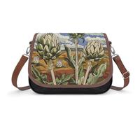 Alcachofas en el campo bolsa de hombro para mujer, bandolera de piel ajustable y extraíble, bolsas manos libres