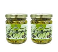Alcachofas salteadas en gajos en aceite de oliva virgen extra cocinadas en sartén con ajos salteados - Producción artesana en Umbria desde 1989 - pack de 2 x 170 g