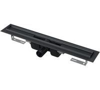 Alcadrain APZ1BLACK - Canaleta de ducha con borde para rejilla perforada, color negro mate, 750 mm