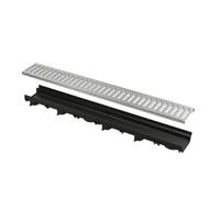 Alcadrain Canaleta de drenaje de 60 mm con borde de plástico y rejilla en C, galvanizado A15