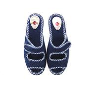 ALCALDE - 2035- Zapatilla de casa, Ancho Especial, Cierre de Cinta Textil Adhesiva, Destalonada, Dedos Fuera, para: Mujer Color: Marino Talla:38