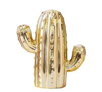 Alcancía de cerámica con forma de cactus: un regalo moderno de una alcancía dorada.