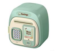 Alcancía de contraseña con desbloqueo de huellas dactilares y dinero automático, gran capacidad segura para niños y adultos, caja de almacenamiento de plástico ABS para decoración del hogar (verde)