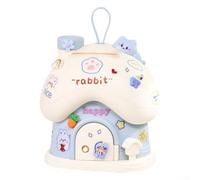 Alcancía divertida y funcional, diseño adorable de casa con ranura para monedas de fácil acceso y cerradura de llave (azul-B)