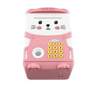 Alcancía interactiva estilo cajero automático para niños, con inducción automática, contraseña, seguridad de gran capacidad, tanque de ahorro de plástico, 20 x 11,5 x 13,5 cm (rosa claro)