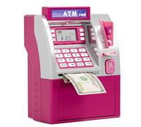 Alcancía interactiva para cajero automático con tarjeta, caja digital de ahorro de dinero para niños con reconocimiento automático de monedas, depósito manual de facturas, ajuste de objetivos de
