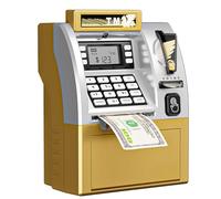 Alcancía interactiva para cajero automático con tarjeta, caja digital de ahorro de dinero para niños con reconocimiento automático de monedas, depósito manual de facturas, ajuste de objetivos de