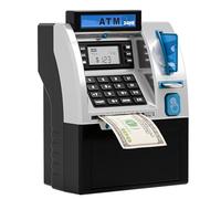 Alcancía interactiva para cajero automático con tarjeta, caja digital de ahorro de dinero para niños con reconocimiento automático de monedas, depósito manual de facturas, ajuste de objetivos de