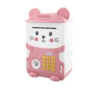 Alcancía interactiva para niños estilo cajero automático con inducción automática de huellas dactilares, contraseña, gran capacidad, tanque de ahorro de plástico, 20 x 11,5 x 13,5 cm (rosa)