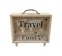 Alcancía para Adultos Y Niños, Caja De Ahorros De Viaje con Asa, Hucha De Madera con Fondo De Sombra para Efectivo Y Monedas, Caja De Ahorros De Sobremesa para Familiares, Parejas, Amigos E Hijos