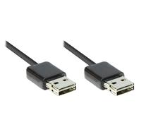 Good Connections Cable de conexión USB 2.0 Easy A macho a Easy A macho (utilizable por ambos lados), blindaje de lámina y trenzado, núcleos de cobre (OFC), alta velocidad de hasta 480 Mbit/s, negro, 1