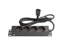 Alcasa GC-N0078 base múltiple Interior 1,8 m 4 salidas AC Negro - Bases múltiples (Interior, 1,8 m, 4 salidas AC, C14 acoplador, Negro, Aluminio)